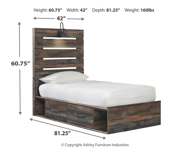 Cama con paneles Drystan con 2 cajones de almacenamiento