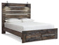 Cama con paneles Drystan con 2 cajones de almacenamiento y tocador con espejo