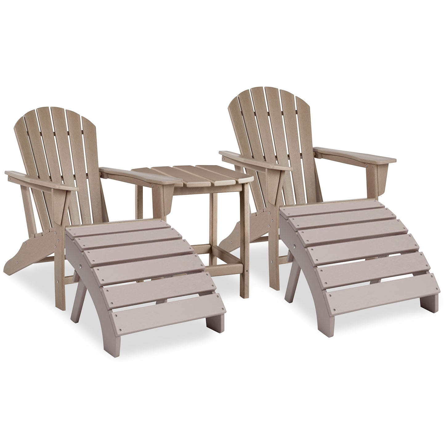 Sillas y otomanas Adirondack para exteriores Sundown Treasure 2 con mesa auxiliar