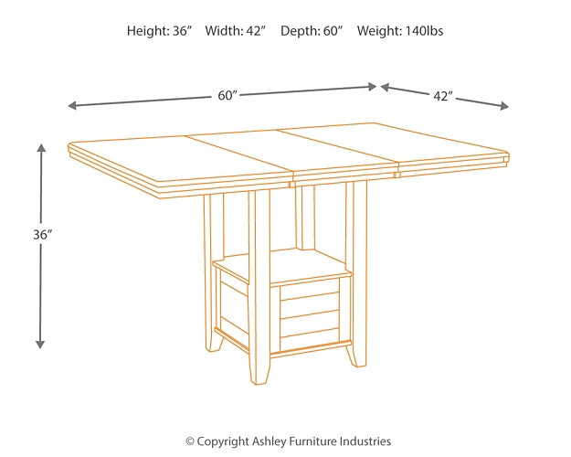 Mesa de comedor de altura de mostrador y 6 taburetes de bar Haddigan