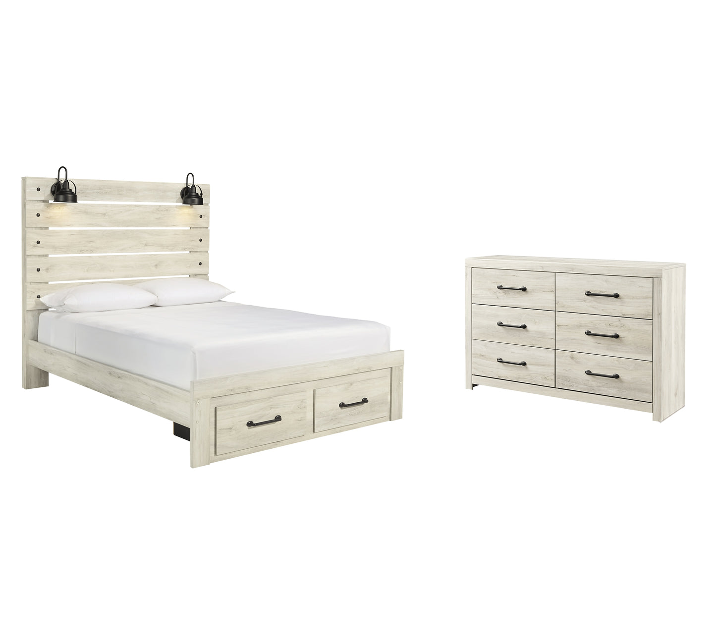 Cama con paneles Cambeck con 2 cajones de almacenamiento y tocador