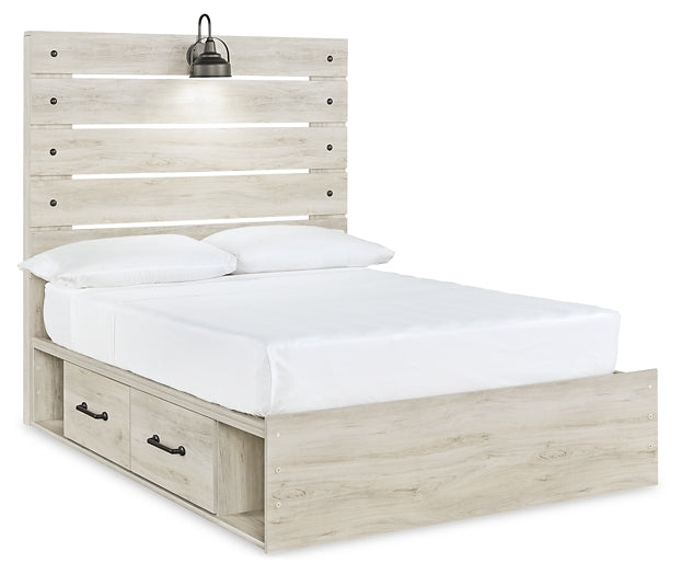 Cama con paneles Cambeck con 4 cajones de almacenamiento, tocador con espejo, cómoda y 2 mesitas de noche