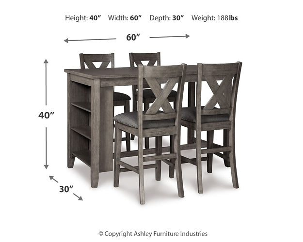 Mesa de comedor de altura de mostrador y 4 taburetes de bar Caitbrook