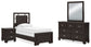 Cama Covetown Twin Panel con tocador con espejo y mesita de noche