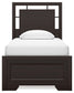 Cama Covetown Twin Panel con tocador con espejo y mesita de noche