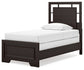 Cama Covetown Twin Panel con tocador con espejo y mesita de noche