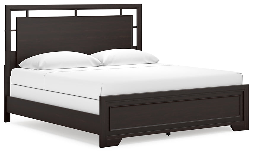 Cama King con paneles y tocador Covetown