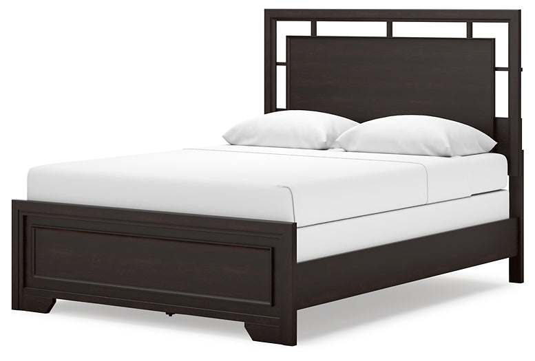 Cama Queen con paneles y tocador con espejo Covetown