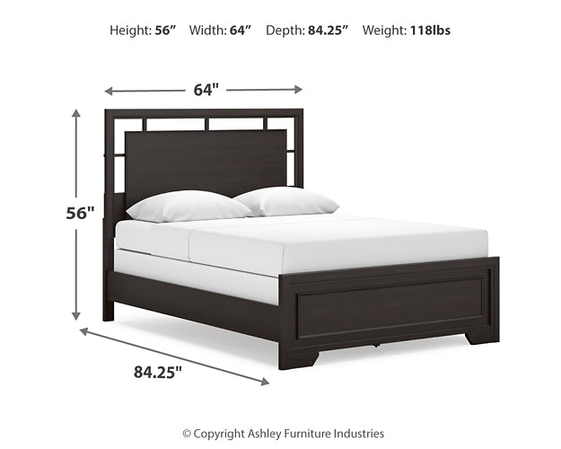 Cama Queen con paneles y tocador con espejo Covetown