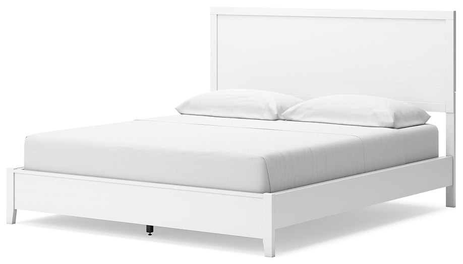 Cama California King con paneles, tocador con espejo y mesita de noche Binterglen