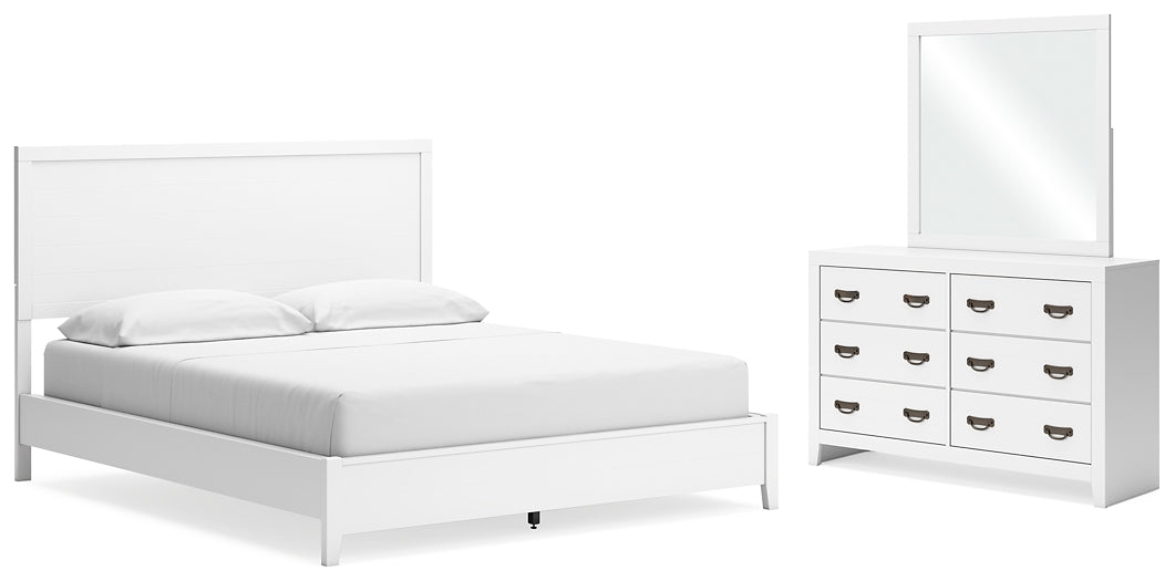 Cama California King con paneles y tocador con espejo de Binterglen