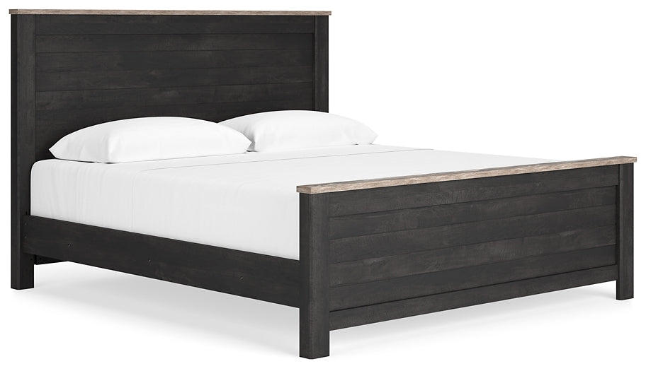 Cama Nanforth King con paneles y tocador