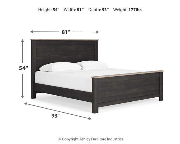 Cama Nanforth King con paneles y tocador