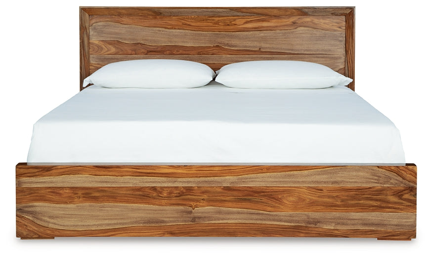 Cama California King con paneles y tocador con espejo Dressonni