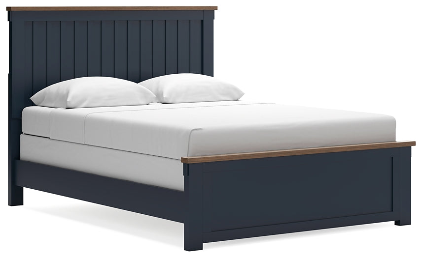 Cama Queen Landocken con paneles y tocador