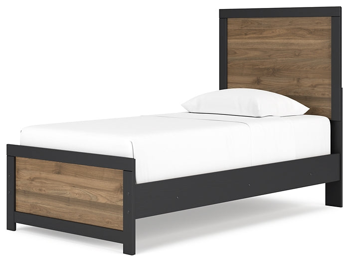 Cama Vertani Twin Panel con tocador con espejo