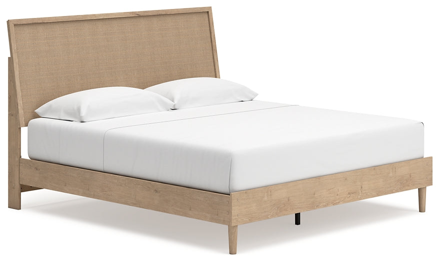 Cama King con paneles y tocador con espejo Cielden