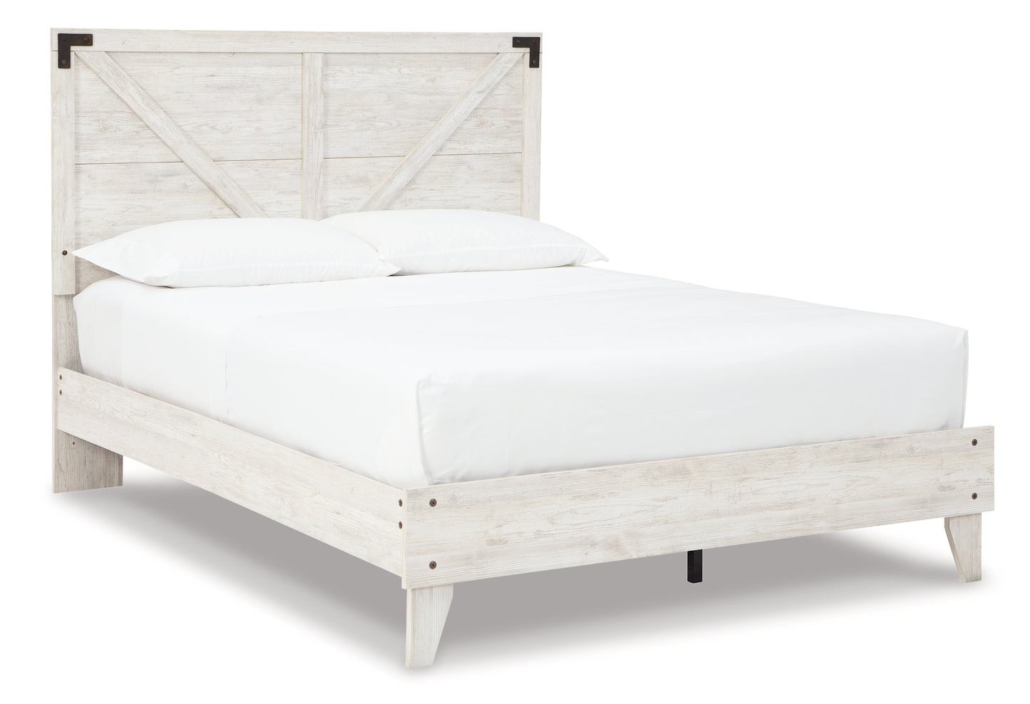 Cama Queen Shawburn con plataforma y dos mesitas de noche