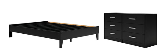 Cama Queen con plataforma y tocador Finch