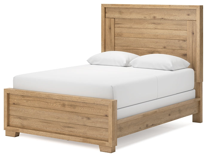 Cama Queen Galliden con paneles y tocador con espejo