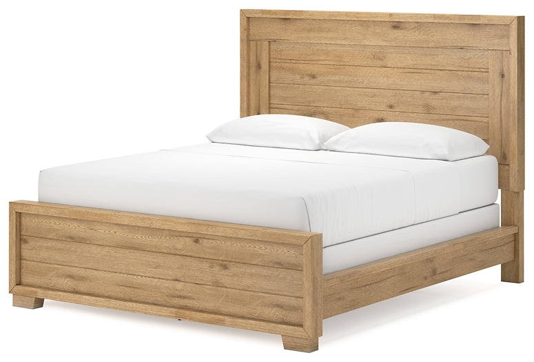 Cama California King con paneles y tocador con espejo Galliden