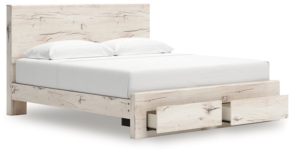 Cama King con almacenamiento y paneles Lawroy