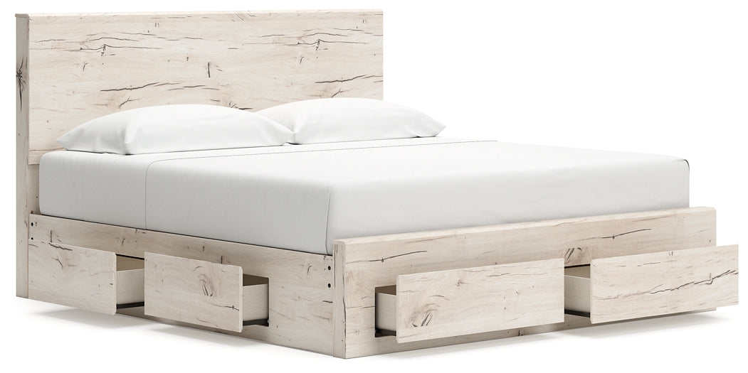 Cama King con almacenamiento y paneles Lawroy