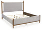 Cama California King tapizada Lyncott con tocador con espejo y mesita de noche