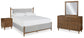 Cama California King tapizada Lyncott con tocador con espejo y mesita de noche