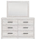 Cayboni Twin Panel Bed with Mirrored Dresser, Chest and 2 Nightstands