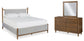 Cama Lyncott King tapizada con tocador con espejo