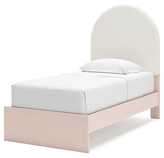 Cama doble tapizada con mesita de noche Wistenpine