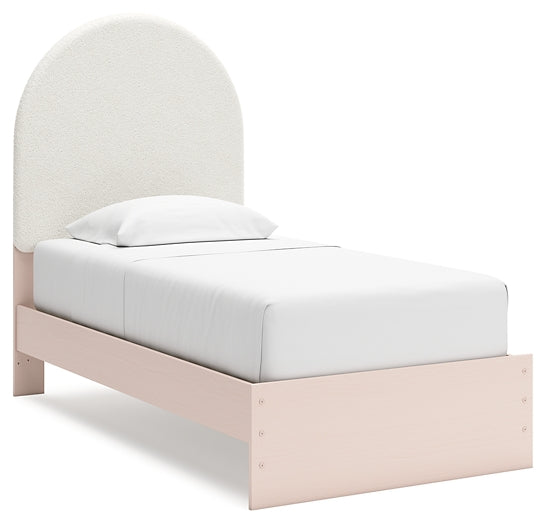 Cama doble tapizada con mesita de noche Wistenpine