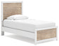 Cama Charbitt Twin Panel con tocador con espejo, arcón y mesita de noche