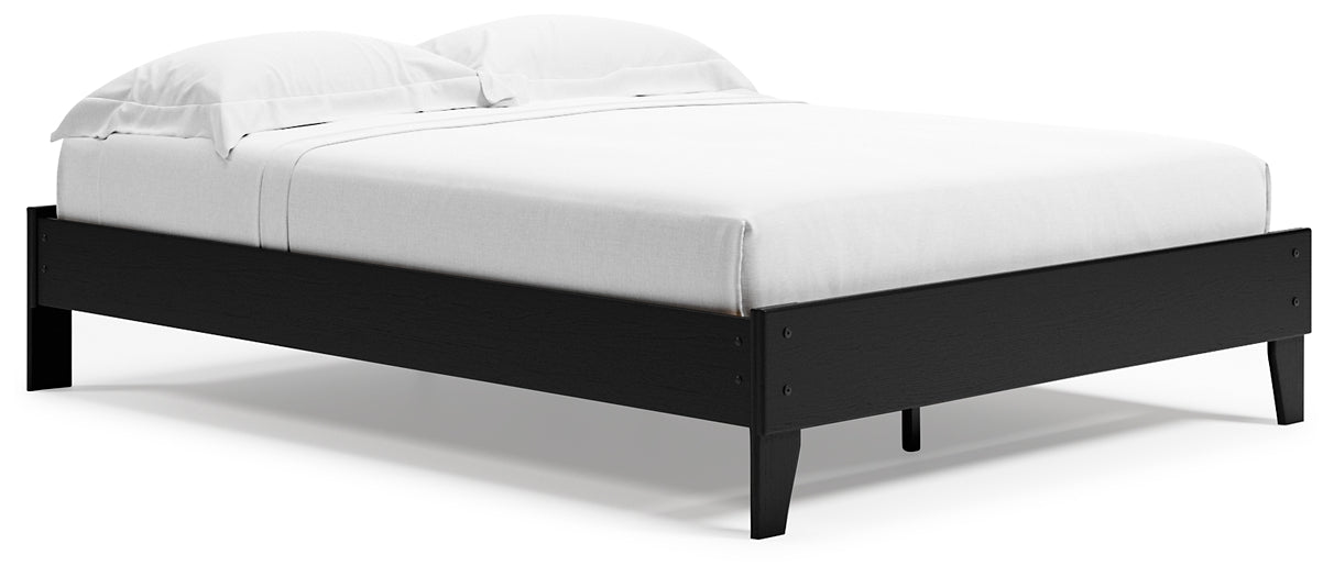 Cama Queen Finch con plataforma y dos mesitas de noche