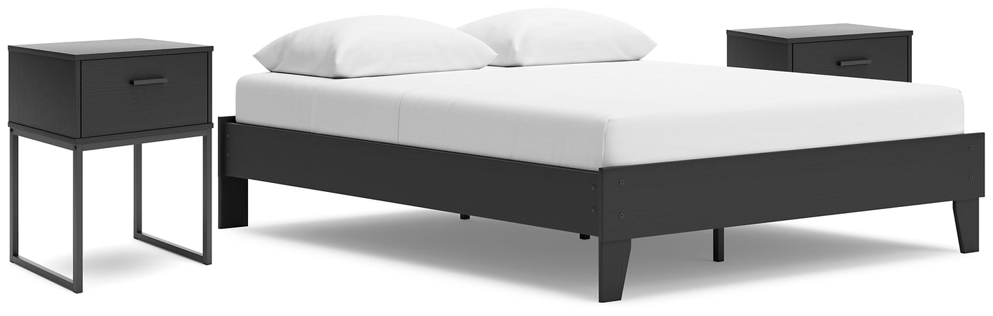 Cama Queen con plataforma Socalle y 2 mesitas de noche