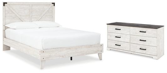 Cama tamaño queen con plataforma y tocador Shawburn