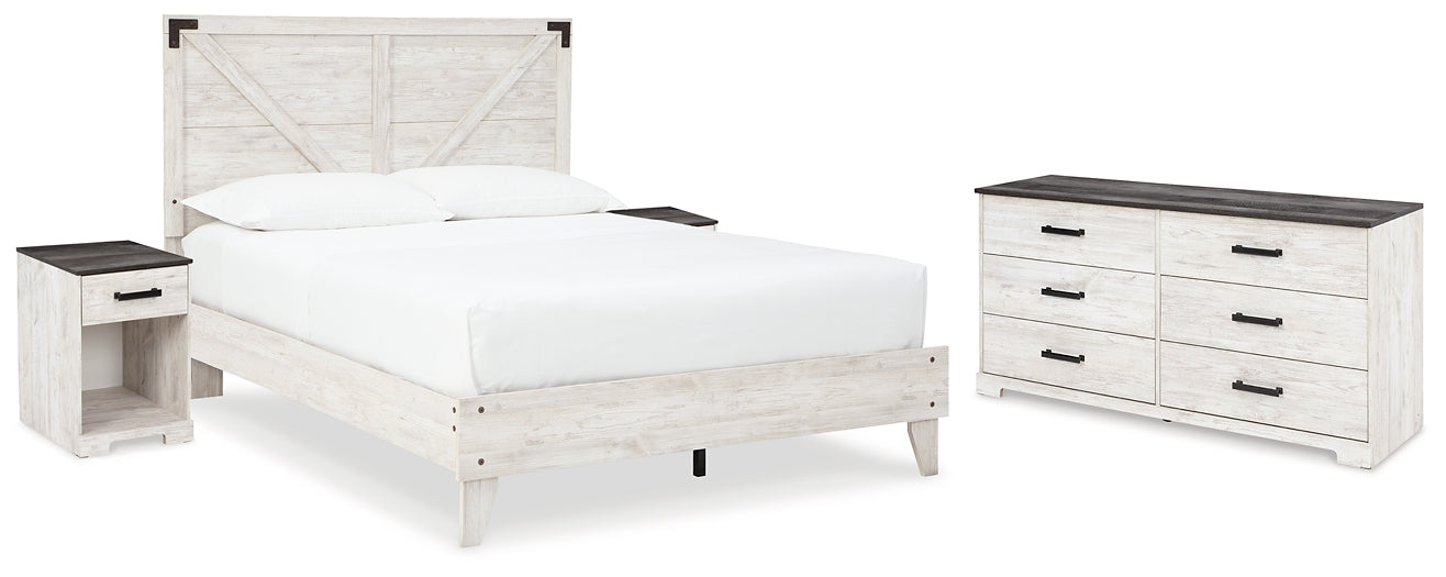 Cama tamaño queen con plataforma Shawburn, tocador y dos mesitas de noche