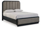 Cama Queen con paneles tapizados y tocador con espejo Rowanbeck