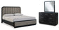 Cama con paneles tapizados y tocador con espejo Rowanbeck California King