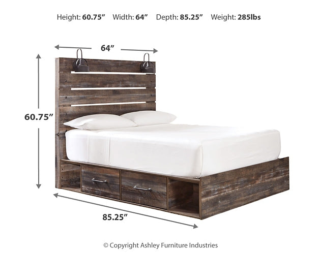 Cama con paneles Drystan con 4 cajones de almacenamiento