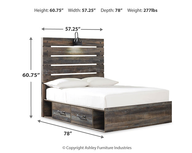 Cama con paneles Drystan con 4 cajones de almacenamiento