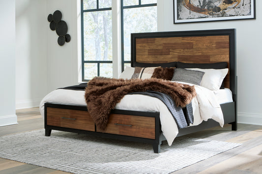 Cama King con paneles de almacenamiento de Kraeburn California