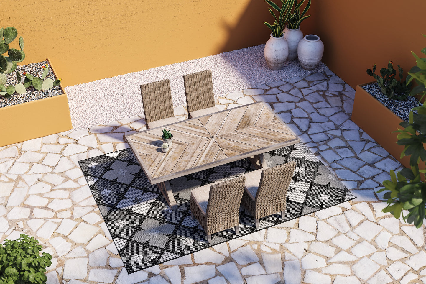 Mesa de comedor para exteriores y 4 sillas Beachcroft