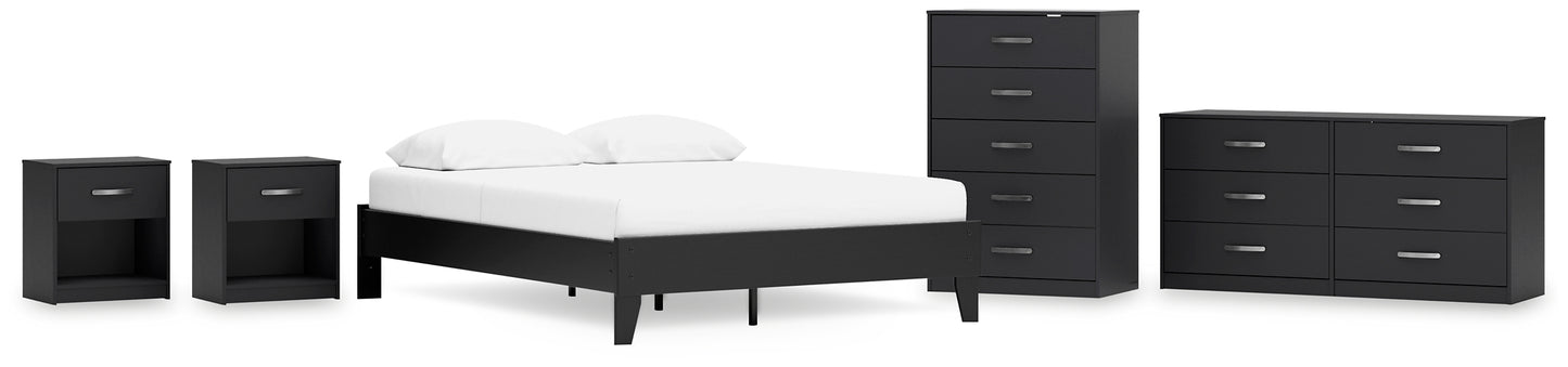 Finch Queen Platform Bed with Dresser, Chest and 2 Nightstands