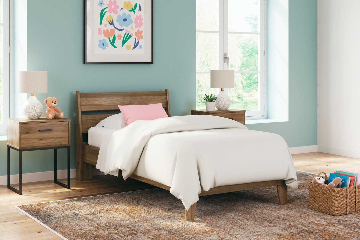 Deanlow Twin Panel Headboard with Dresser, Chest and Nightstand