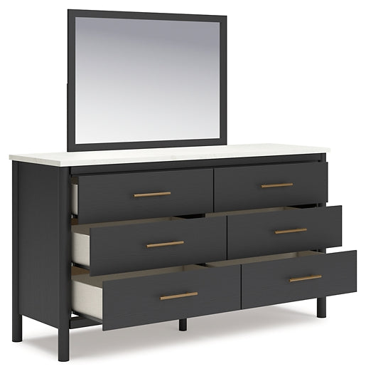 Cadmori Full Upholstered Bed with Mirrored Dresser and 2 Nightstands