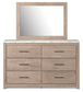 Senniberg King Panel Bed with Mirrored Dresser and Chest