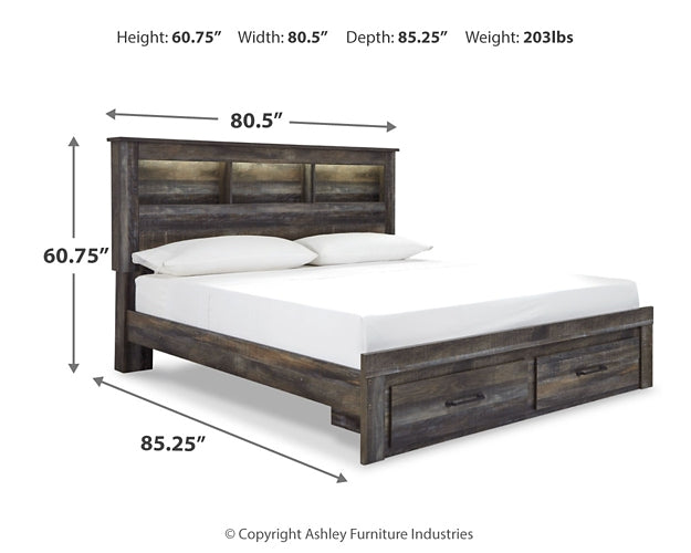 Cama con estantería y 2 cajones de almacenamiento Drystan