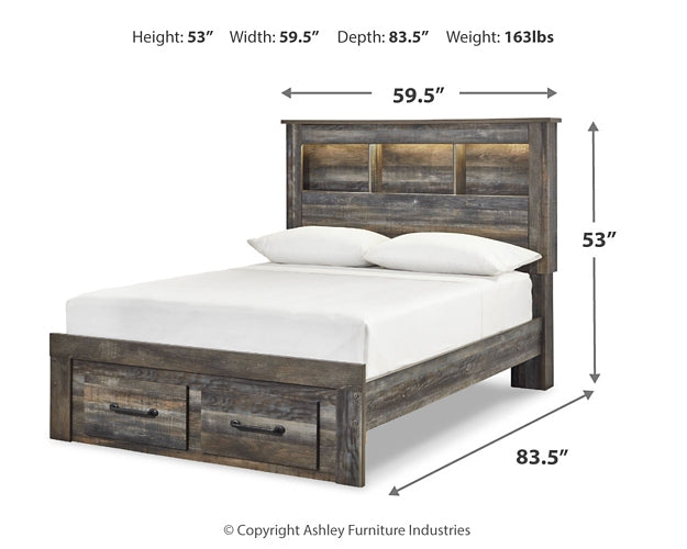 Cama con estantería y 2 cajones de almacenamiento Drystan